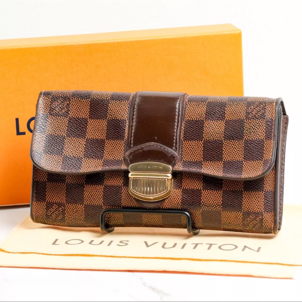 LOUIS VUITTON Portefeuille Sistina Damier Ebene Brown Long Wallet